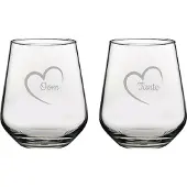Pasabahce Gegraveerde Drinkglas 42,5cl Tante met hartje & Oom met hartje