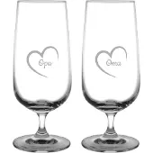 Fusion Gegraveerde bierglas op voet 41cl Opa met hartje & Oma met hartje