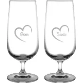 Fusion Gegraveerde bierglas op voet 41cl Tante met hartje & Oom met hartje