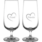 Fusion Gegraveerde Bierglas op voet 41cl Vriend met hartje & Vriendin met hartje