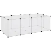 vidaXL Dierenhok klein 144x74x46,5 cm polypropeen en staal transparant