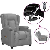 vidaXL Massagestoel elektrisch kunstleer grijs