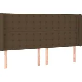 vidaXL Hoofdbord met randen 163x16x118/128 cm stof donkerbruin