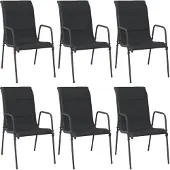 vidaXL Tuinstoelen, 6 stuks, staal en textiel, zwart