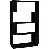 vidaXL Boekenkast/kamerscherm 80x25x132 cm massief grenenhout zwart