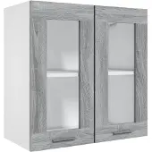 vidaXL Vitrinekast hangend Lyon 60x31x60 cm bewerkt hout grijs sonoma eiken