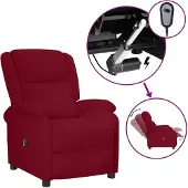 vidaXL Fauteuil verstelbaar elektrisch stof wijnrood