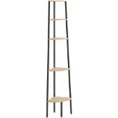 vidaXL Hoekkastje met 5 schappen 45,5x31,5x180 cm lichtbruin en zwart