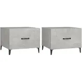 vidaXL Salontafel 2 st met metalen poten 50x50x40 cm betongrijs