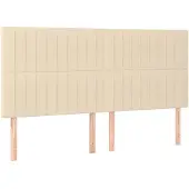 vidaXL Hoofdbord crème 200x5x118/128 cm stof