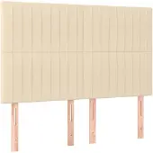 vidaXL Hoofdbord crème 144x5x118/128 cm stof