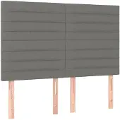vidaXL Hoofdbord donkergrijs 144x5x118/128 cm Stof