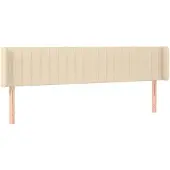 vidaXL Hoofdbord met randen 163x16x78/88 cm stof crèmekleurig
