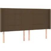 vidaXL Hoofdbord met randen 203x16x118/128 cm stof donkerbruin
