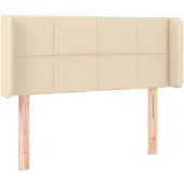 vidaXL Hoofdbord met randen 103x16x78/88 cm stof crèmekleurig