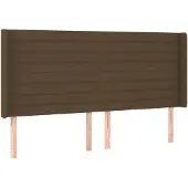 vidaXL Hoofdbord met randen 203x16x118/128 cm stof donkerbruin