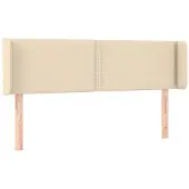 vidaXL Hoofdbord met randen 147x16x78/88 cm stof crèmekleurig