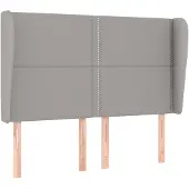 vidaXL Hoofdbord met randen 147x23x118/128 cm stof lichtgrijs