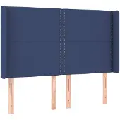 vidaXL Hoofdbord met randen 147x16x118/128 cm stof blauw