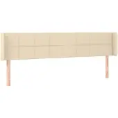 vidaXL Hoofdbord met randen 203x16x78/88 cm stof crèmekleurig