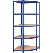 vidaXL Hoekrek 5-laags staal en bewerkt hout blauw