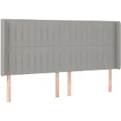 vidaXL Hoofdbord met randen 203x16x118/128 cm stof lichtgrijs
