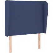 vidaXL Hoofdbord met randen 103x23x118/128 cm stof blauw