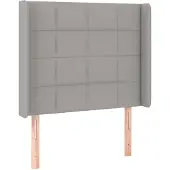 vidaXL Hoofdbord met randen 103x16x118/128 cm stof lichtgrijs