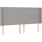 vidaXL Hoofdbord met randen 183x16x118/128 cm stof lichtgrijs