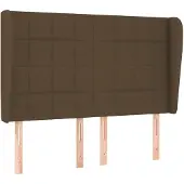 vidaXL Hoofdbord met randen 147x23x118/128 cm stof donkerbruin