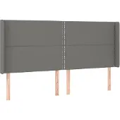 vidaXL Hoofdbord met randen 183x16x118/128 cm stof donkergrijs