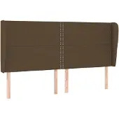vidaXL Hoofdbord met randen 203x23x118/128 cm stof donkerbruin