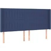 vidaXL Hoofdbord met randen 163x16x118/128 cm stof blauw