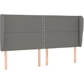 vidaXL Hoofdbord met randen 203x23x118/128 cm stof donkergrijs