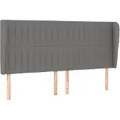 vidaXL Hoofdbord met randen 183x23x118/128 cm stof donkergrijs