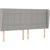 vidaXL Hoofdbord met randen 203x23x118/128 cm stof lichtgrijs
