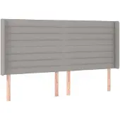 vidaXL Hoofdbord met randen 163x16x118/128 cm stof lichtgrijs