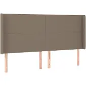 vidaXL Hoofdbord met randen 203x16x118/128 cm stof taupe