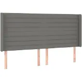 vidaXL Hoofdbord met randen 163x16x118/128 cm stof donkergrijs