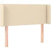 vidaXL Hoofdbord met randen 93x16x78/88 cm stof crèmekleurig