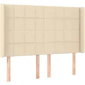 vidaXL Hoofdbord met randen 147x16x118/128 cm stof crèmekleurig