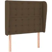 vidaXL Hoofdbord met randen 93x23x118/128 cm stof donkerbruin