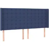 vidaXL Hoofdbord met randen 203x16x118/128 cm stof blauw