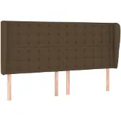 vidaXL Hoofdbord met randen 203x23x118/128 cm stof donkerbruin