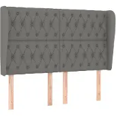 vidaXL Hoofdbord met randen 163x23x118/128 cm stof donkergrijs