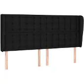 vidaXL Hoofdbord met randen 163x23x118/128 cm stof zwart
