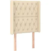 vidaXL Hoofdbord met randen 83x16x118/128 cm stof crèmekleurig