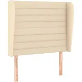 vidaXL Hoofdbord met randen 83x23x118/128 cm stof crèmekleurig
