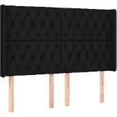 vidaXL Hoofdbord met randen 147x16x118/128 cm stof zwart