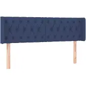 vidaXL Hoofdbord met randen 147x16x78/88 cm stof blauw